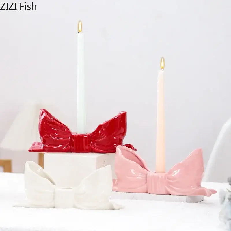 Pink Ceramic Bowknot Holder