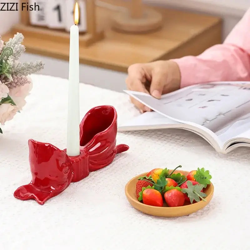 Pink Ceramic Bowknot Holder
