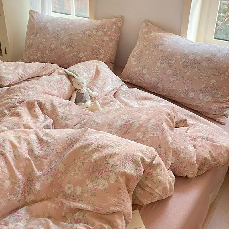 Pink Cotton Floral Bedding