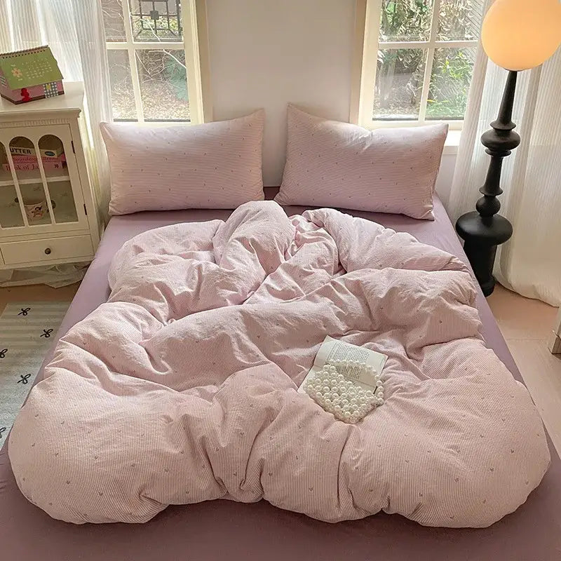 Pink Cotton Floral Bedding
