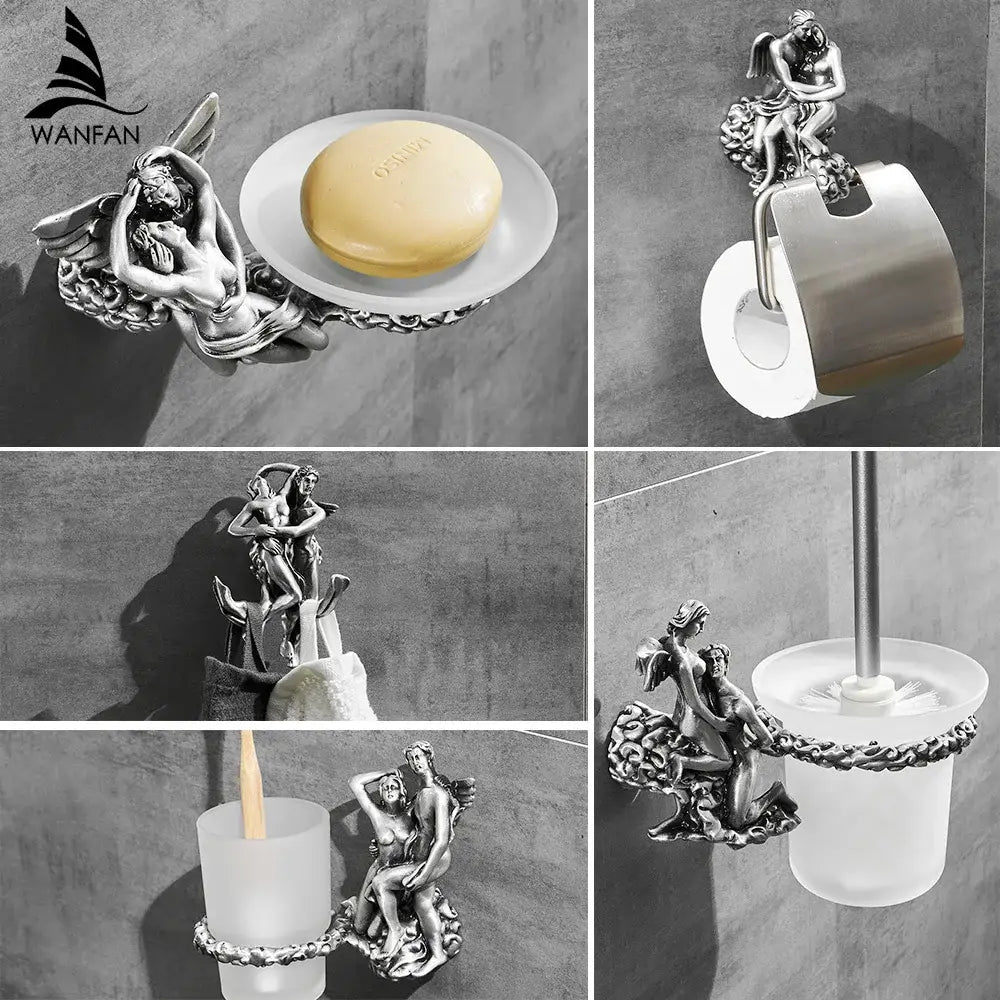 Silver Angel Bathroom Set