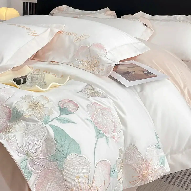 Pink Embroidered Butterfly Bedding