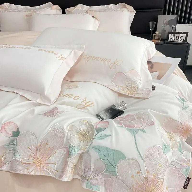 Pink Embroidered Butterfly Bedding