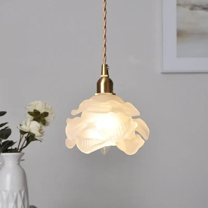 White Glass Pendant Light with E14 Base