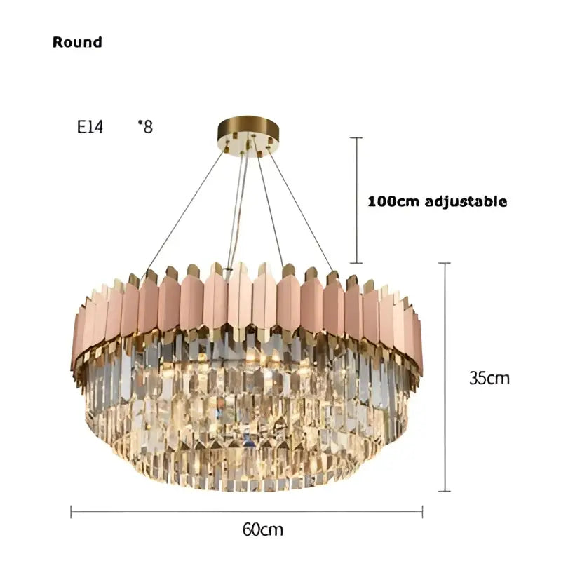 Rose Gold Crystal Pendant Light Dia100cm