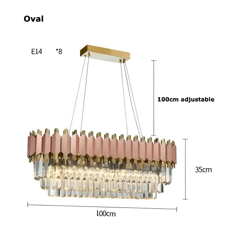 Rose Gold Crystal Pendant Light Dia100cm