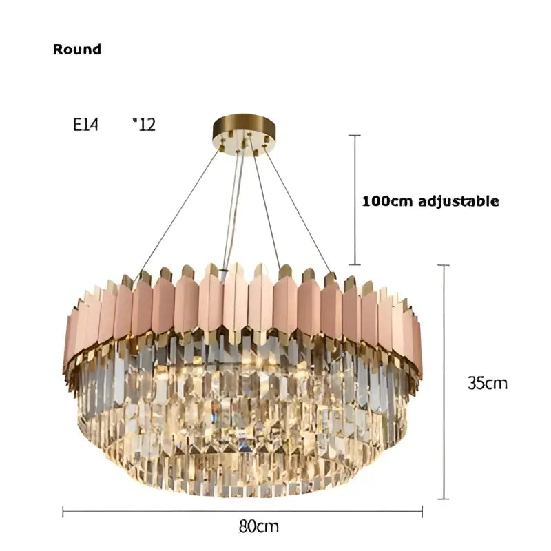 Rose Gold Crystal Pendant Light Dia100cm