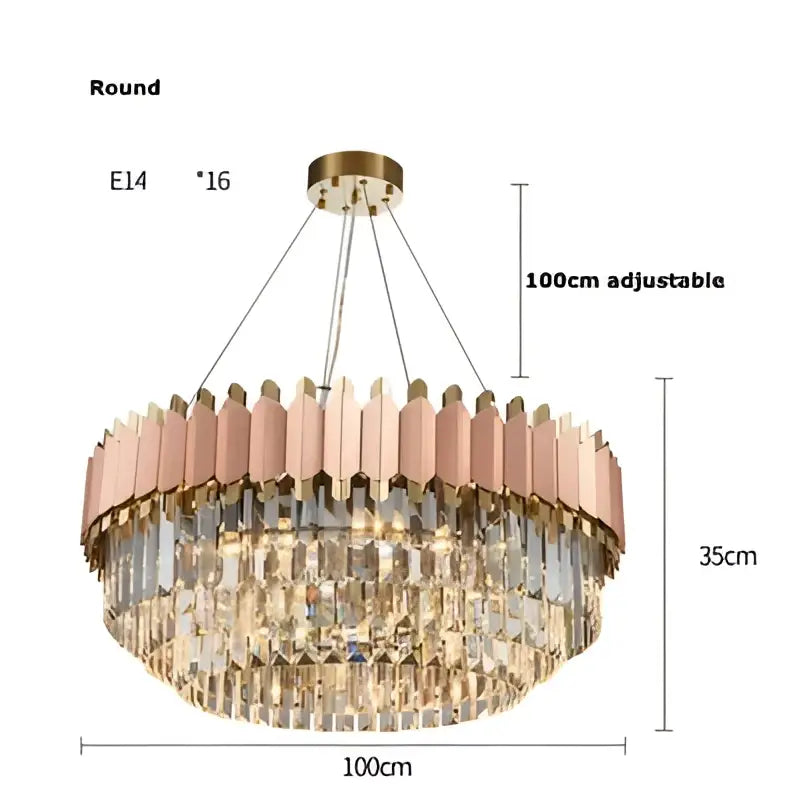 Rose Gold Crystal Pendant Light Dia100cm