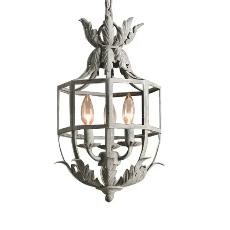 Grey Gold Cage Chandelier