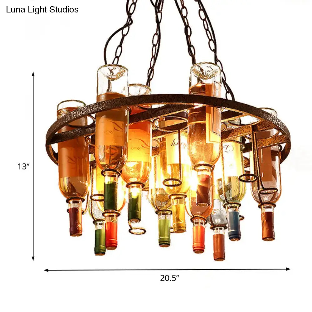 Amber Wine Bottle Chandelier