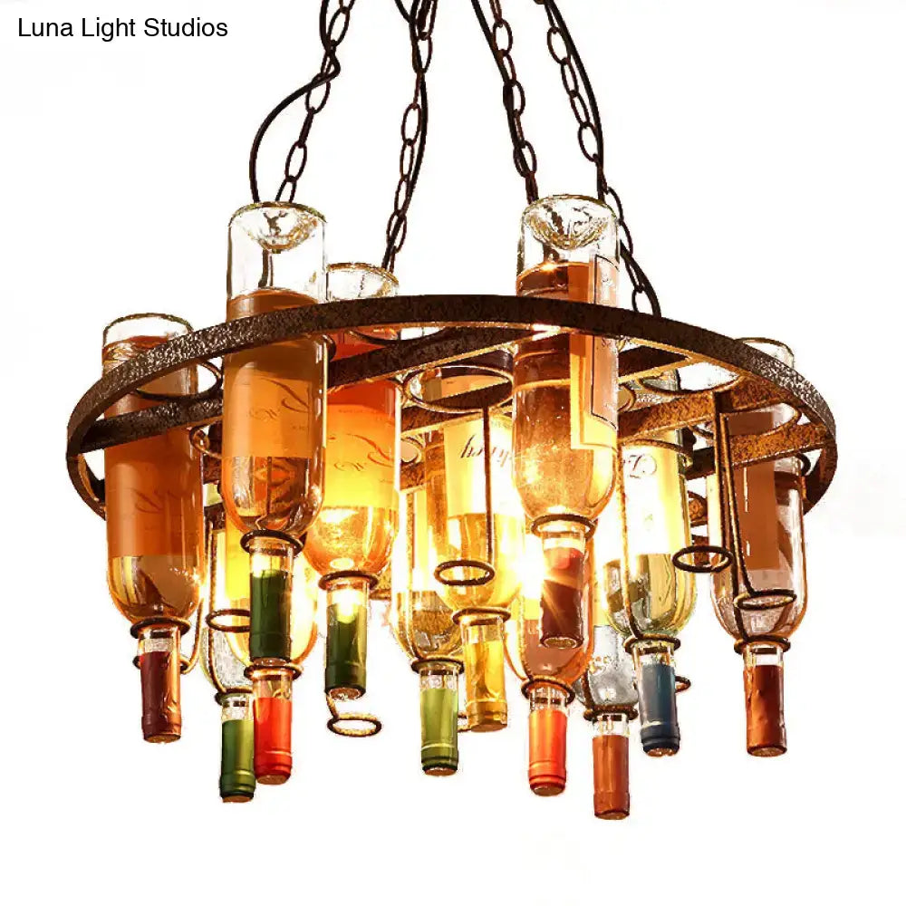 Amber Wine Bottle Chandelier