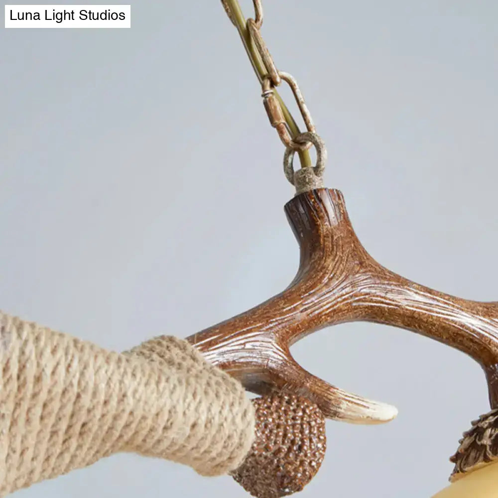 Amber Glass Antler Pendant