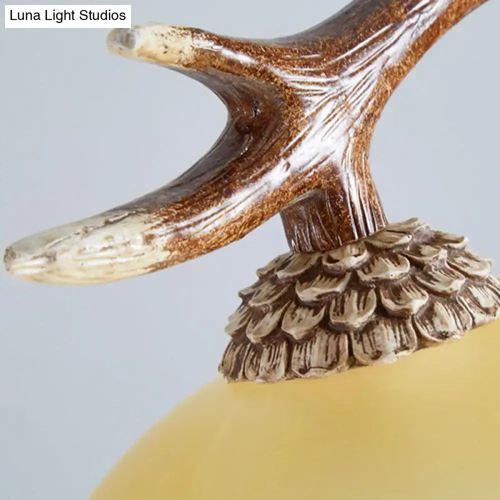 Amber Glass Antler Pendant