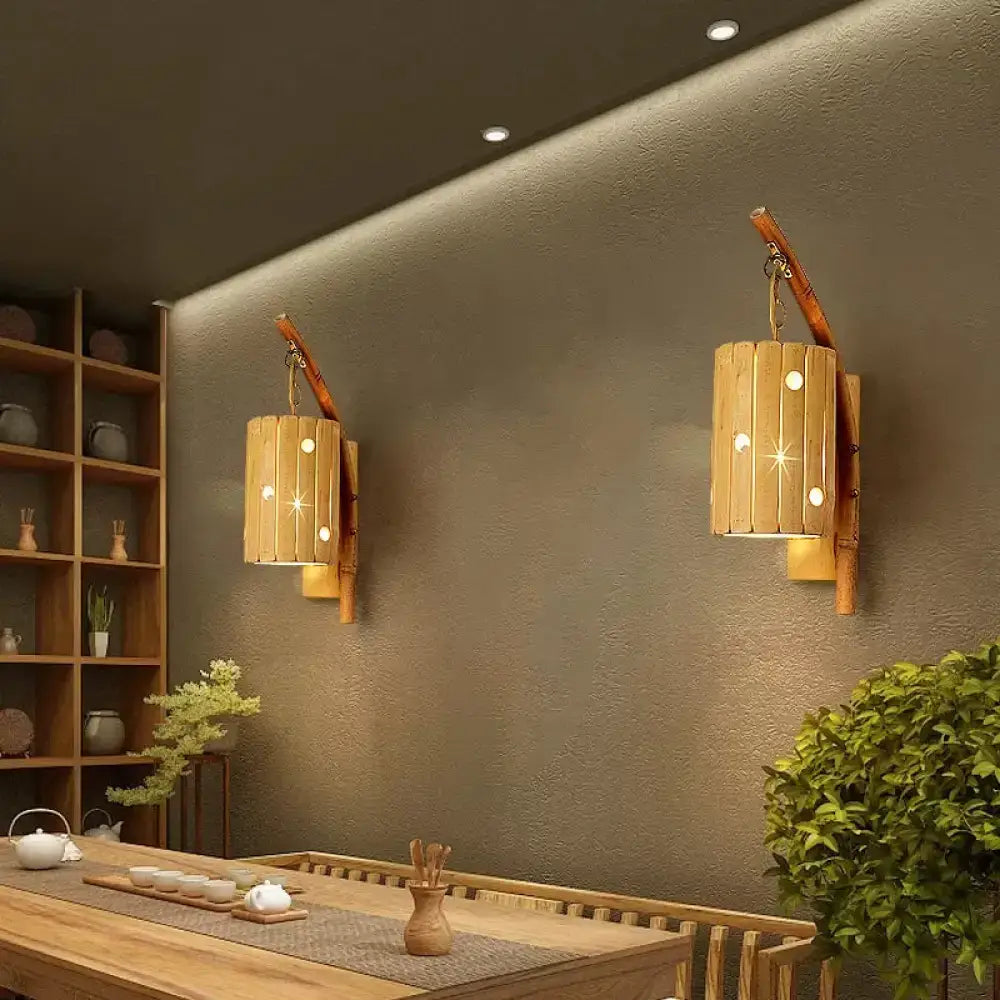 Bamboo Cylinder Wall Sconce Three Shapes