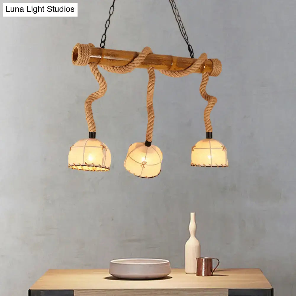 Beige Fabric Dome Pendant