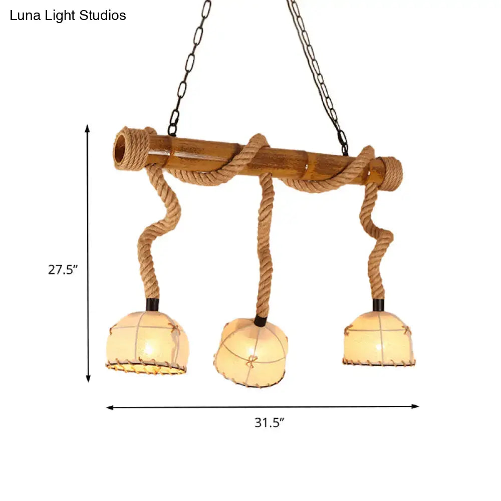 Beige Rope Cage Chandelier