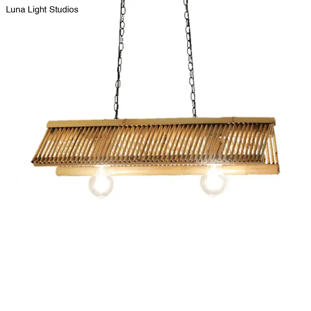 Bamboo Linear Oriental Style Pendant Light