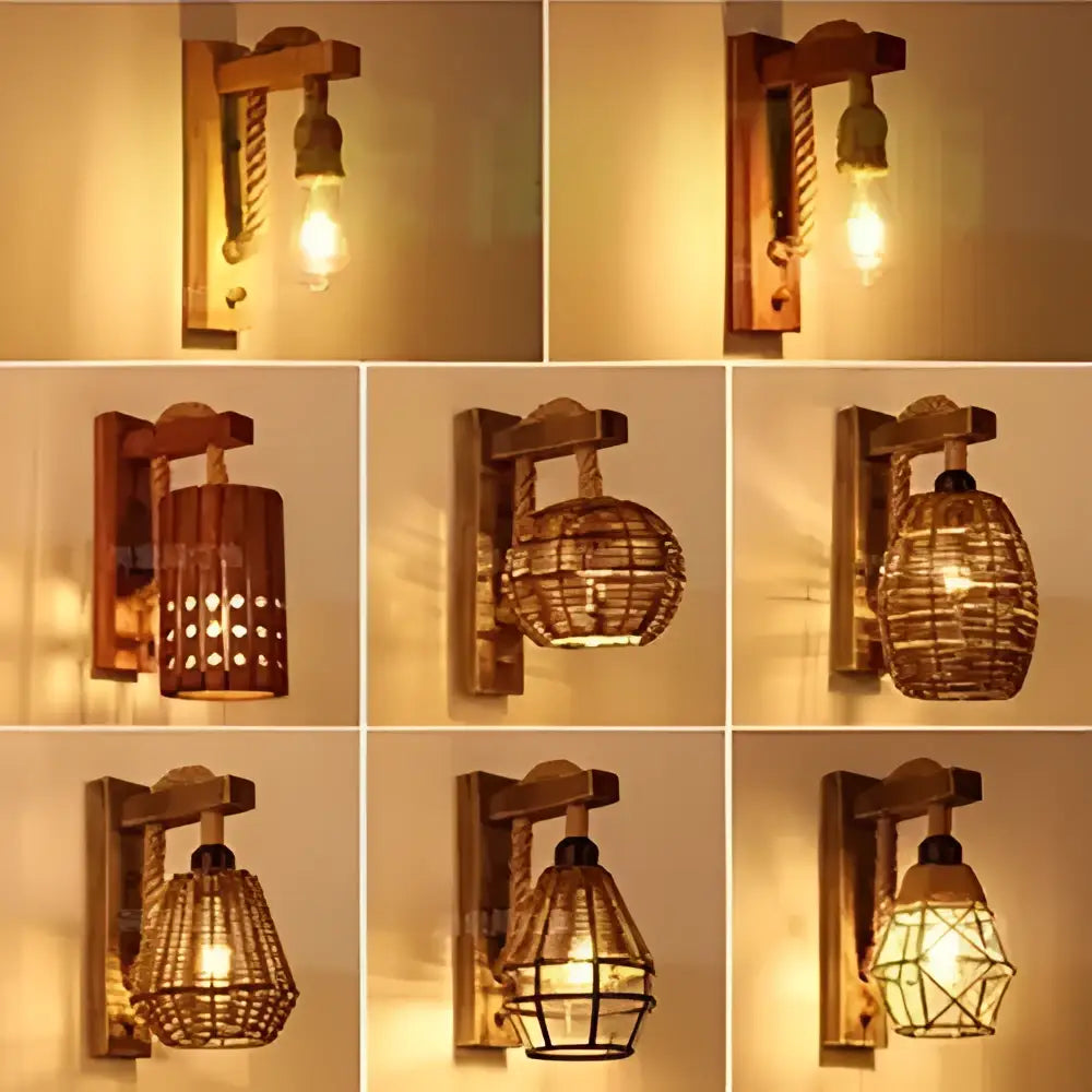 Bamboo Wicker Wall Lamp