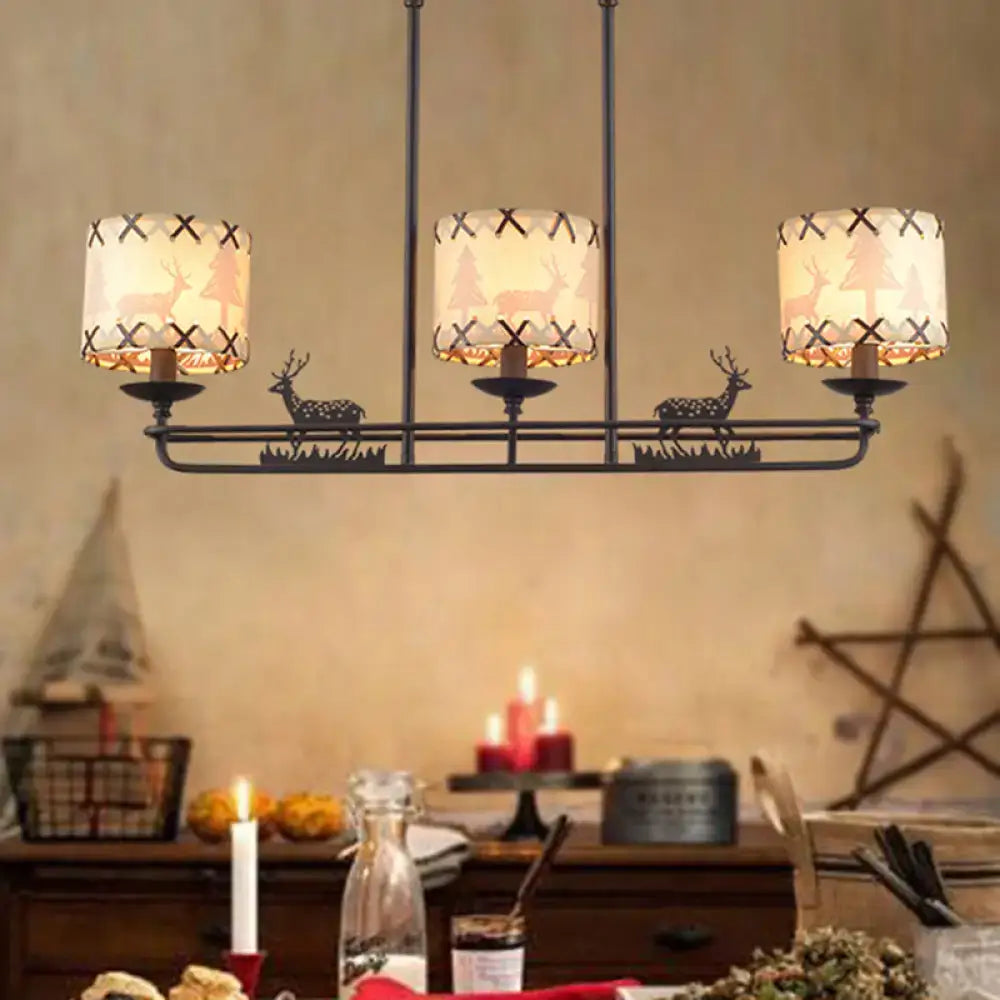 Black Deer Barrel Chandelier