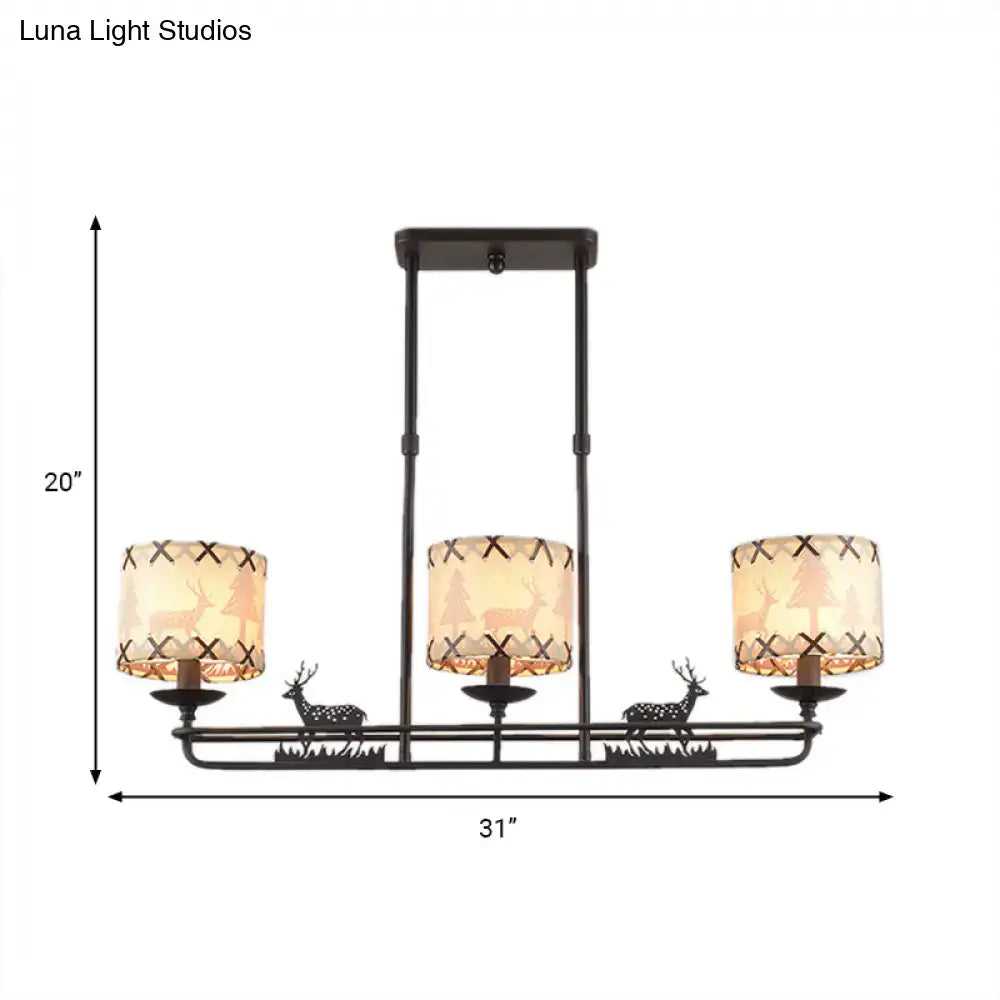 Black Deer Barrel Chandelier