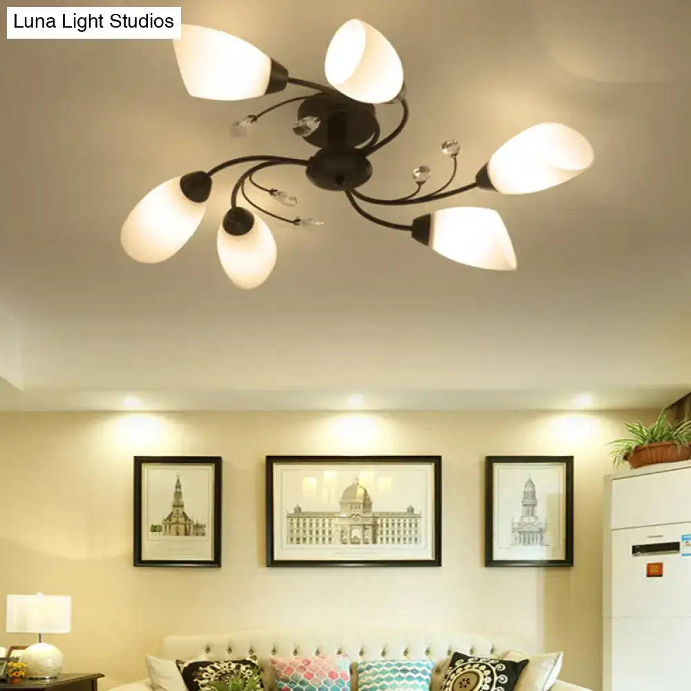 Black Opal Glass Flush Light