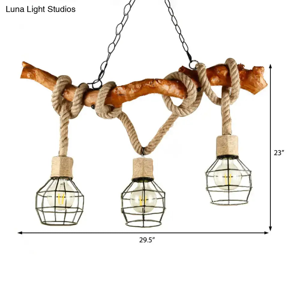 Beige Cage Pendant Chandelier