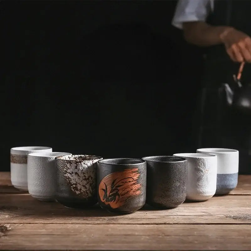 Brown Ceramic Tea Cup Set
