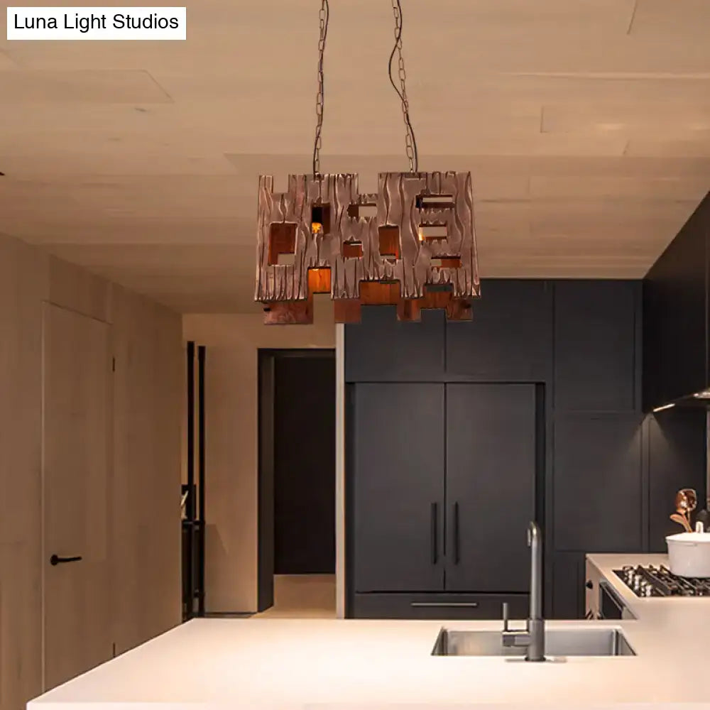Copper Rectangular Island Chandelier