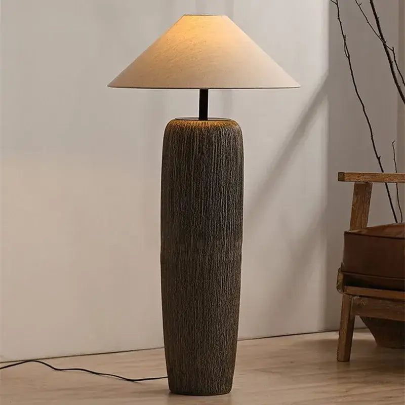 Dark Ceramic Wabi Sabi Floor Lamp