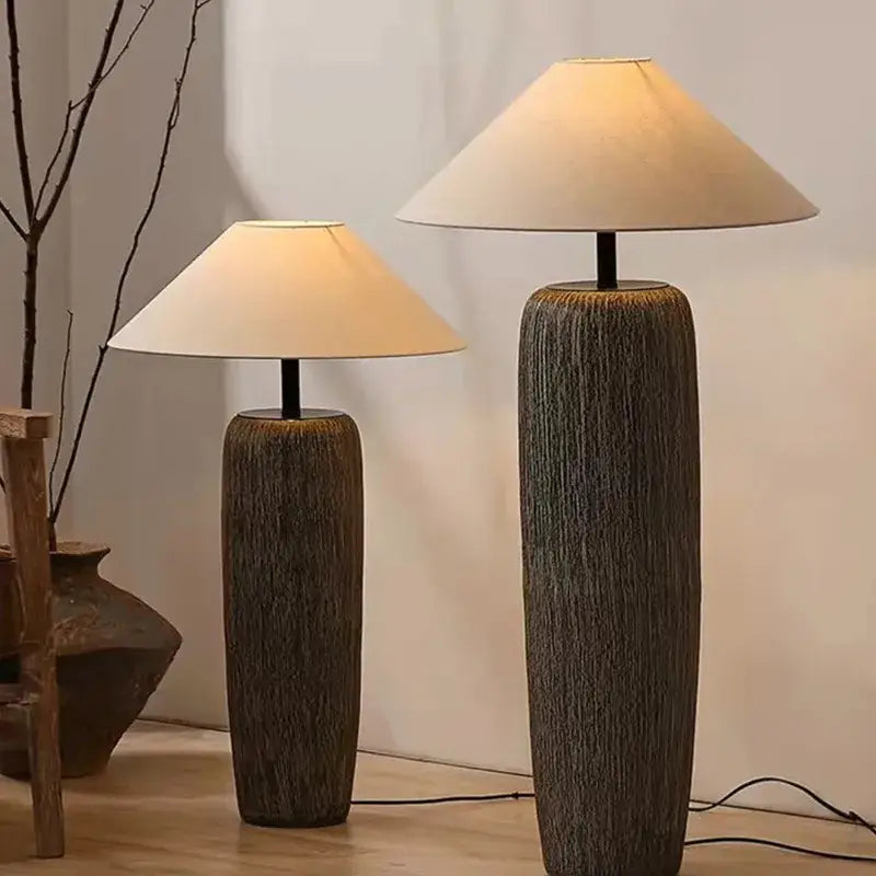 Dark Ceramic Wabi Sabi Floor Lamp