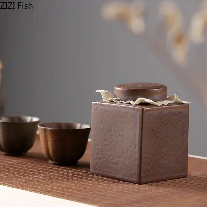 Earth Toned Ceramic Canister
