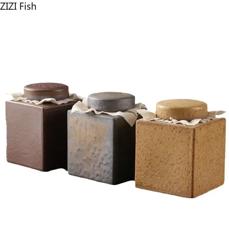 Earth Toned Ceramic Canister