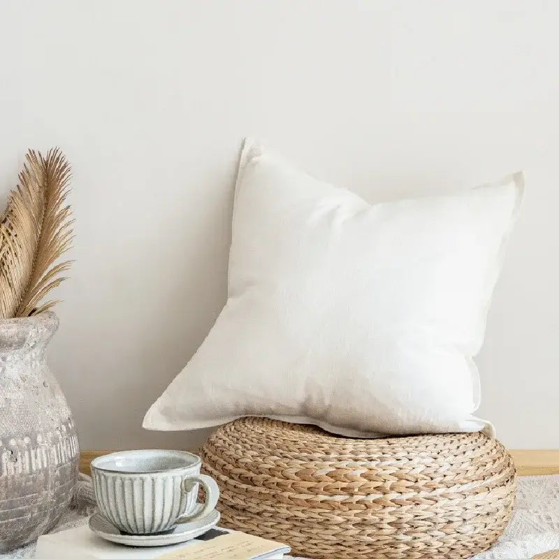 Linen Fringed Pillow Cover