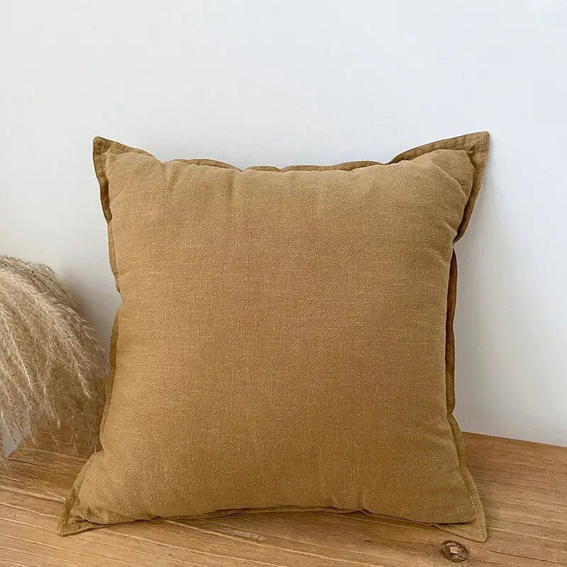 Linen Fringed Pillow Cover