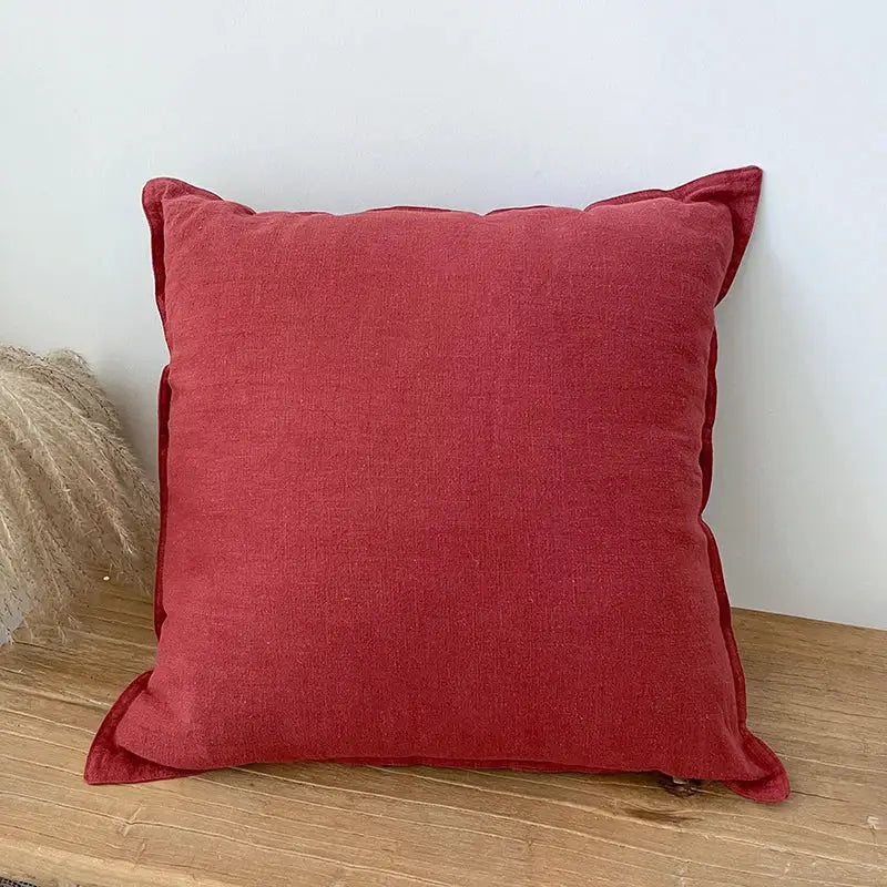 Linen Fringed Pillow Cover