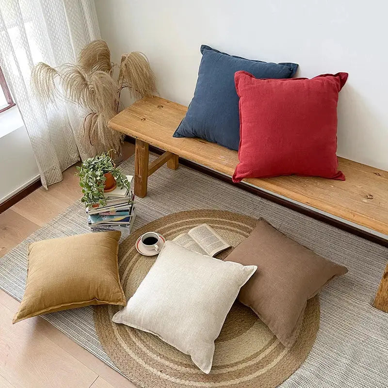 Linen Fringed Pillow Cover