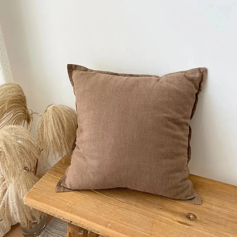 Linen Fringed Pillow Cover
