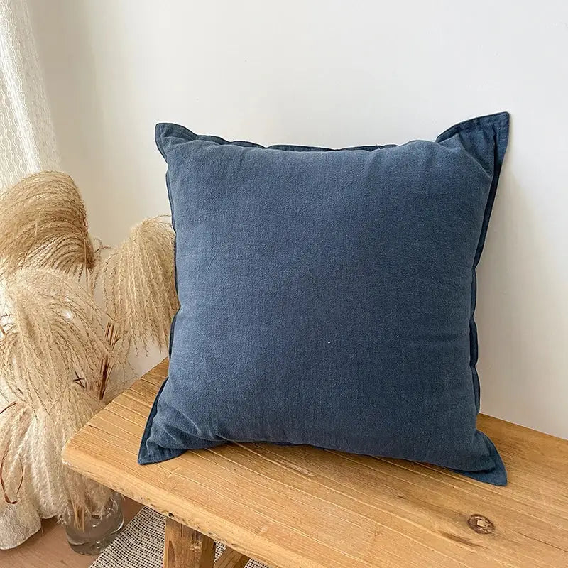 Linen Fringed Pillow Cover