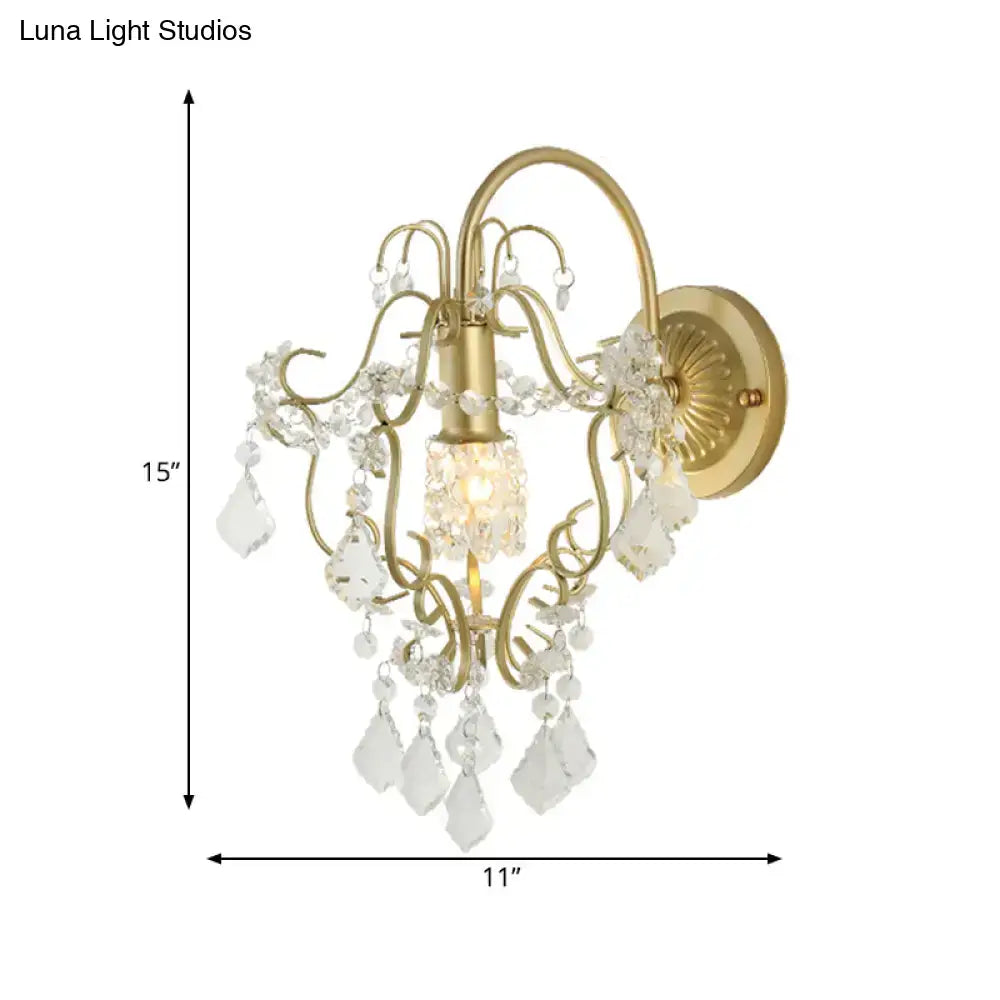 Gold Crystal Bent Arm Sconce