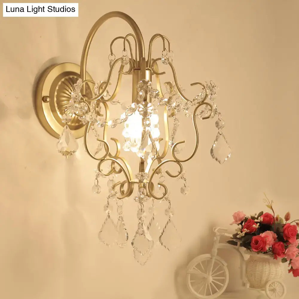 Gold Crystal Bent Arm Sconce