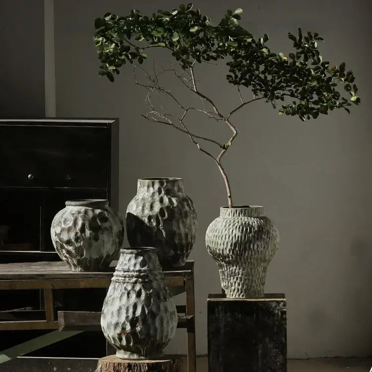 Gray White Pottery Vase