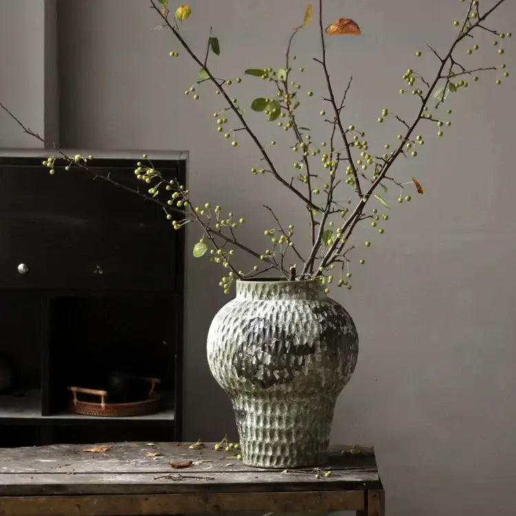 Gray White Pottery Vase