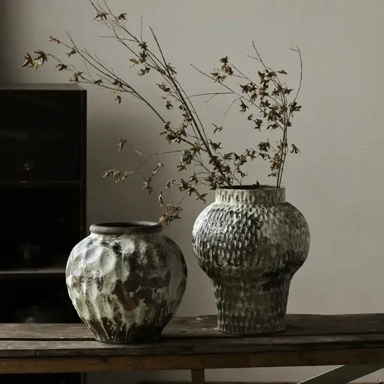 Gray White Pottery Vase