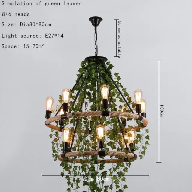 Green Leaf Rope Chandelier