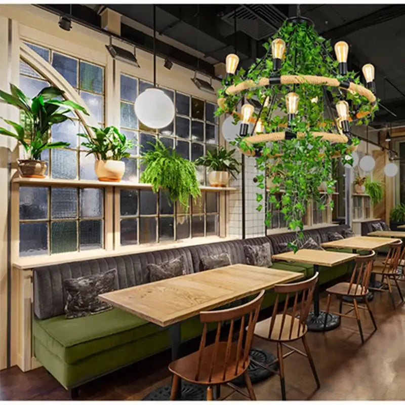 Green Leaf Rope Chandelier