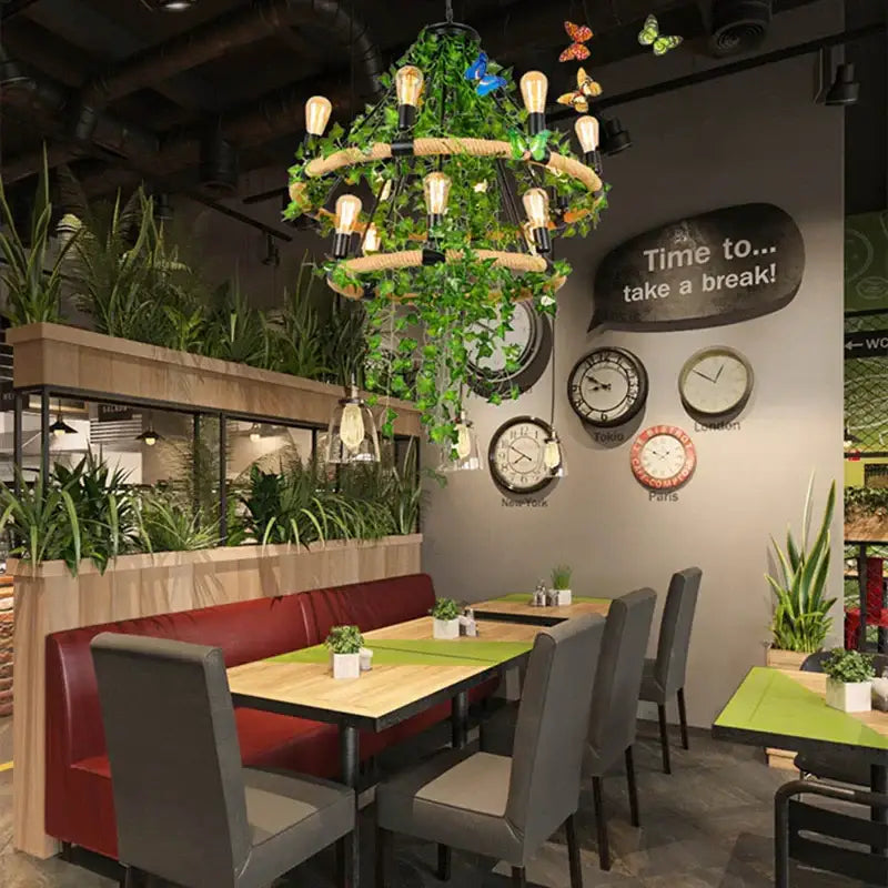 Green Leaf Rope Chandelier