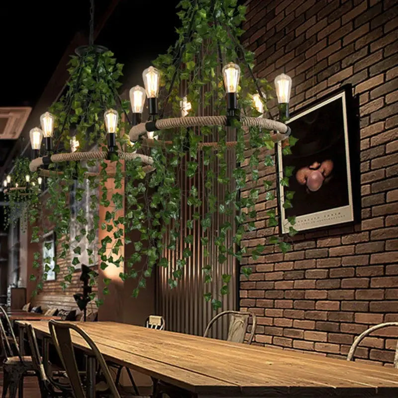 Green Leaf Rope Chandelier