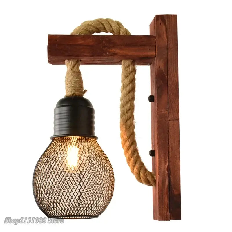 Wood Rope Wall Sconce