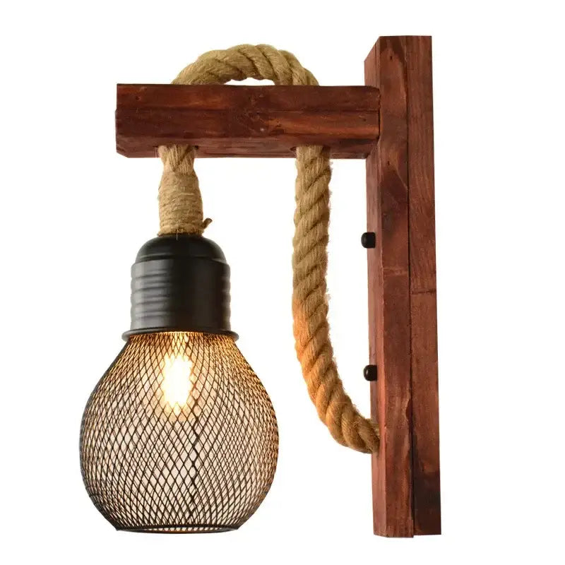 Wood Rope Wall Sconce