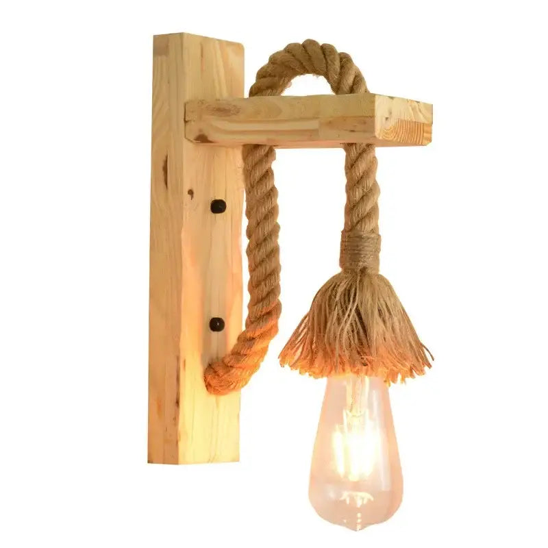 Wood Rope Wall Sconce